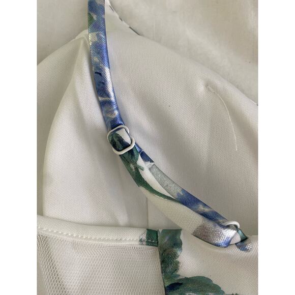 City Studio Floral-Metallic Print Mesh-Insert Skater Dress - Picture 9 of 11